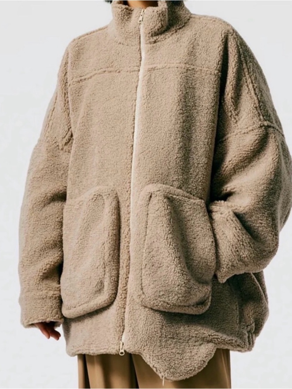 Tibi Cozy Fleece Cubic Zip Up Bomber